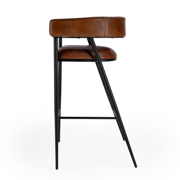 Butler Specialty Dallas Brown Leather and Iron cushioned Bar Stool 5618344