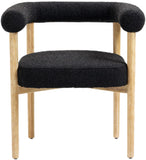 Hyatt Boucle Fabric / Rubberwood / Foam Mid-Century Black Boucle Fabric Dining Chair - 26.5" W x 22" D x 28" H