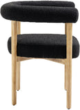 Hyatt Boucle Fabric / Rubberwood / Foam Mid-Century Black Boucle Fabric Dining Chair - 26.5" W x 22" D x 28" H