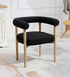 Hyatt Boucle Fabric / Rubberwood / Foam Mid-Century Black Boucle Fabric Dining Chair - 26.5" W x 22" D x 28" H