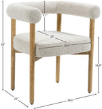 Hyatt Boucle Fabric / Rubberwood / Foam Mid-Century Cream Boucle Fabric Dining Chair - 26.5" W x 22" D x 28" H