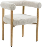 Hyatt Boucle Fabric / Rubberwood / Foam Mid-Century Cream Boucle Fabric Dining Chair - 26.5" W x 22" D x 28" H