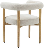 Hyatt Boucle Fabric / Rubberwood / Foam Mid-Century Cream Boucle Fabric Dining Chair - 26.5" W x 22" D x 28" H