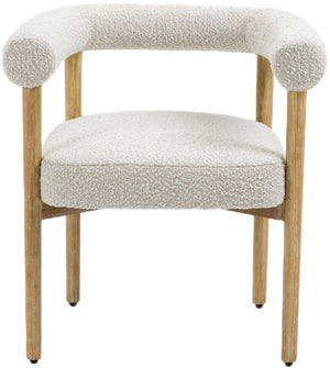 Hyatt Boucle Fabric / Rubberwood / Foam Mid-Century Cream Boucle Fabric Dining Chair - 26.5" W x 22" D x 28" H