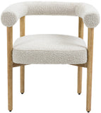 Hyatt Boucle Fabric / Rubberwood / Foam Mid-Century Cream Boucle Fabric Dining Chair - 26.5" W x 22" D x 28" H