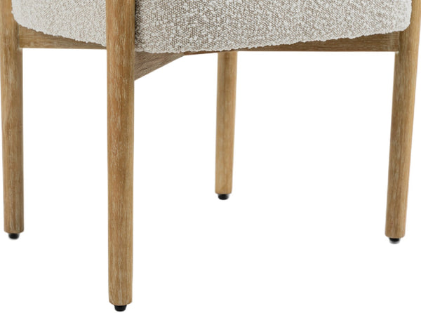 Hyatt Boucle Fabric / Rubberwood / Foam Mid-Century Cream Boucle Fabric Dining Chair - 26.5" W x 22" D x 28" H