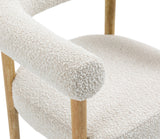 Hyatt Boucle Fabric / Rubberwood / Foam Mid-Century Cream Boucle Fabric Dining Chair - 26.5" W x 22" D x 28" H