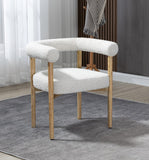 Hyatt Boucle Fabric / Rubberwood / Foam Mid-Century Cream Boucle Fabric Dining Chair - 26.5" W x 22" D x 28" H