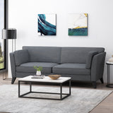 Bryford Contemporary 3 Seater Fabric Sofa, Charcoal and Dark Brown Noble House