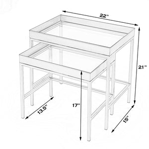 Butler Specialty Lenny 2 Piece Glass Nesting Tables XRT Antique Gold Stainless Steel & Glass 5636226-BUTLER