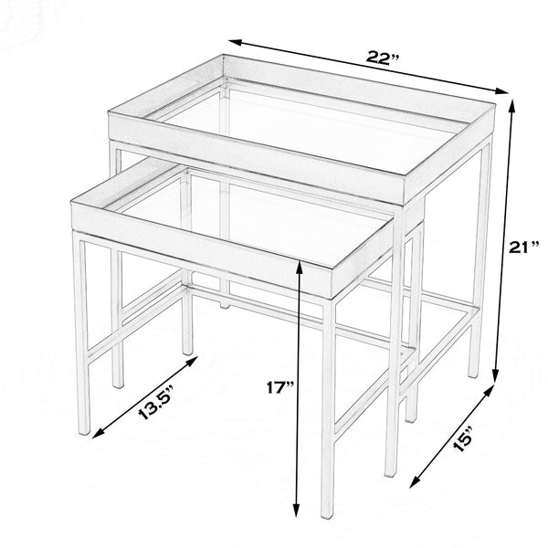 Butler Specialty Lenny 2 Piece Glass Nesting Tables XRT Antique Gold Stainless Steel & Glass 5636226-BUTLER