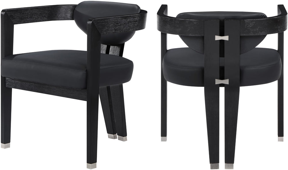 Carlyle Faux Leather / Rubberwood / Foam Contemporary Black Faux Leather Dining Chair - 24" W x 23.5" D x 29" H