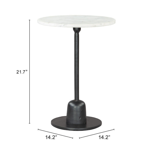 Zuo Modern Whammy Marble, Aluminum Modern Commercial Grade Side Table Black, White Marble, Aluminum