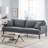 Malverne Contemporary 3 Seater Fabric Sofa with Accent Pillows, Charcoal and Dark Brown Noble House