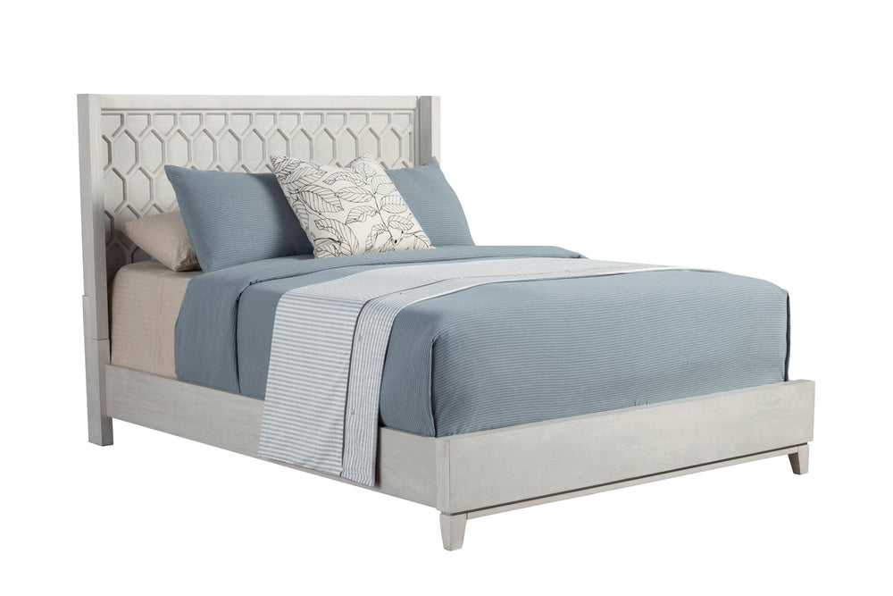 Denver California King Panel Bed – Chic Honeycomb Design, Versatile Gray Finish for Any Bedroom Style
