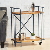 Kanaan Antique Finish Firwood and Iron Coffee Cart Noble House