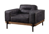 Silchester Industrial/Contemporary Chair Antique Ebony TGL (Antique Ebony Leather) • METAL LEG] Antique Black (Matte Iron) • WOOD] Pine 56507-ACME