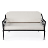 Butler Specialty Southport Iron Upholstered Outdoor Loveseat XRT Black Iron, Plyboard, Foam, Fabric 5660437-BUTLER