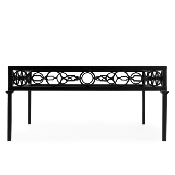 Butler Specialty Southport Iron Upholstered Outdoor Coffee Table XRT Black Iron, Clear Glass 5663437-BUTLER