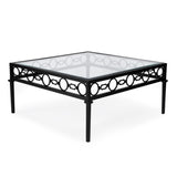 Butler Specialty Southport Iron Upholstered Outdoor Coffee Table XRT Black Iron, Clear Glass 5663437-BUTLER