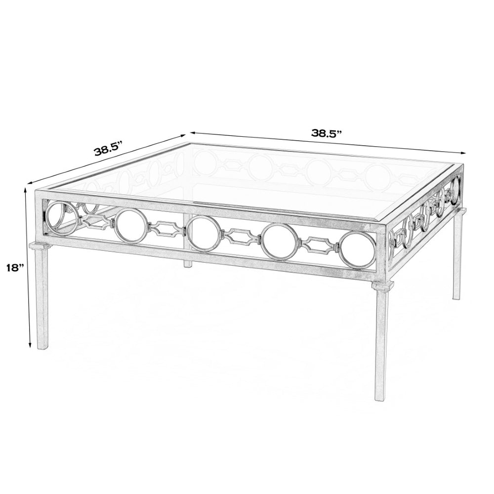 Butler Specialty Southport Iron Upholstered Outdoor Coffee Table XRT Black Iron, Clear Glass 5663437-BUTLER
