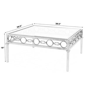 Butler Specialty Southport Iron Upholstered Outdoor Coffee Table XRT Black Iron, Clear Glass 5663437-BUTLER