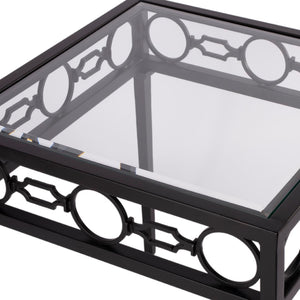 Butler Specialty Southport Iron Upholstered Outdoor End Table XRT Black Iron, Clear Glass 5664437-BUTLER