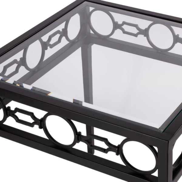 Butler Specialty Southport Iron Upholstered Outdoor End Table XRT Black Iron, Clear Glass 5664437-BUTLER