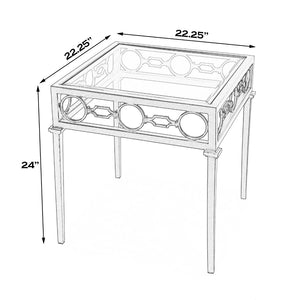 Butler Specialty Southport Iron Upholstered Outdoor End Table XRT Black Iron, Clear Glass 5664437-BUTLER