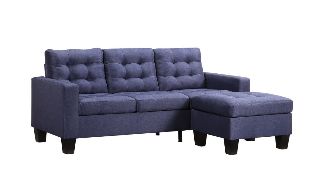 Earsom Transitional Sofa & Ottoman Blue Linen () → Linen￥11/m) 56650-ACME
