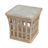 Monhegan Outdoor Teak and Marble End Table