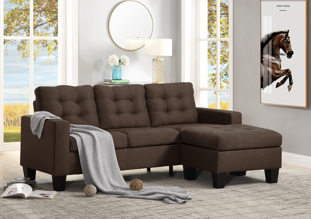 Earsom Transitional Sofa & Ottoman Brown Linen (#A02-25) → Linen￥11/m) 56655-ACME