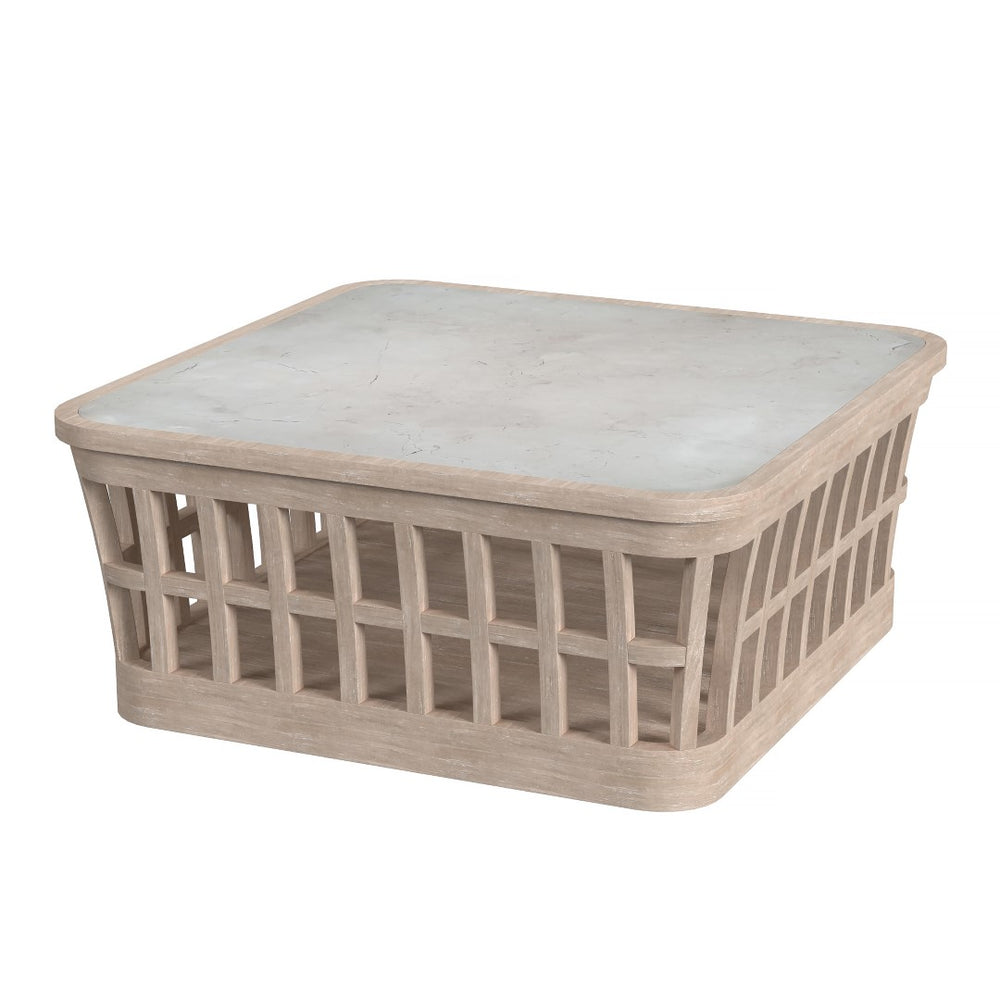 Butler Specialty Monhegan Outdoor Teak and Marble Coffee Table XRT Natural Teak Teak wood, marble 5666436-BUTLER