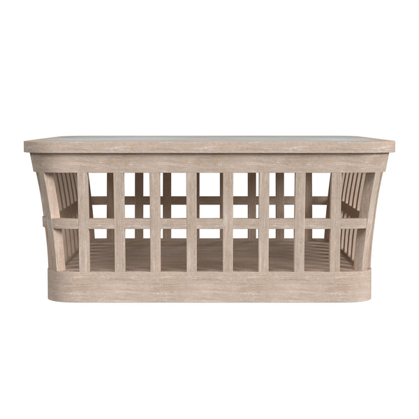 Butler Specialty Monhegan Outdoor Teak and Marble Coffee Table XRT Natural Teak Teak wood, marble 5666436-BUTLER