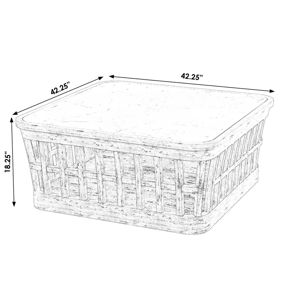 Butler Specialty Monhegan Outdoor Teak and Marble Coffee Table XRT Natural Teak Teak wood, marble 5666436-BUTLER