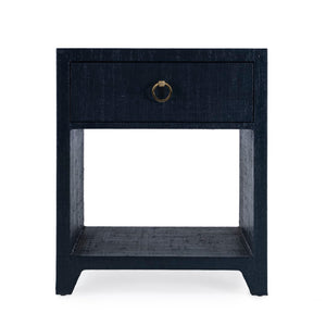 Butler Specialty Bar Harbor Raffia 1 Drawer Nighstand XRT Dark Navy Raffia Gmelina Solids, MDF, Oak Veneer, Saguran and Zinc Handle 5669410-BUTLER