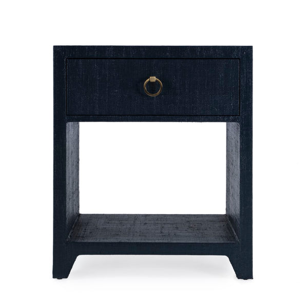 Butler Specialty Bar Harbor Raffia 1 Drawer Nighstand XRT Dark Navy Raffia Gmelina Solids, MDF, Oak Veneer, Saguran and Zinc Handle 5669410-BUTLER