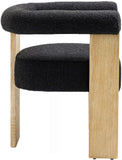 Barrel Boucle Fabric / Rubberwood / Foam Mid-Century Black Boucle Fabric Dining Chair - 27.5" W x 24" D x 28" H