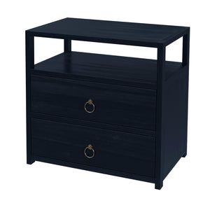 Butler Specialty Lark 2 Drawer Wide Nightstand XRT Navy Blue Acacia Wood, MDF, Acacia Veneer 5670291-BUTLER