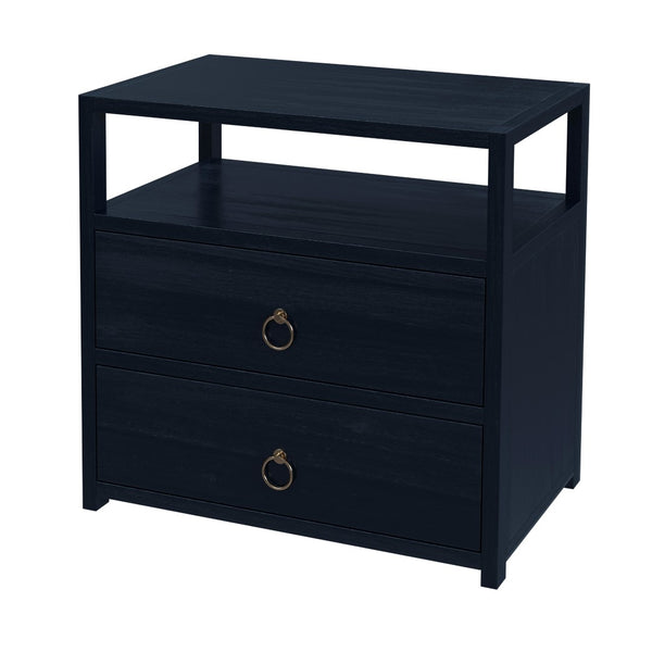 Butler Specialty Lark 2 Drawer Wide Nightstand XRT Navy Blue Acacia Wood, MDF, Acacia Veneer 5670291-BUTLER