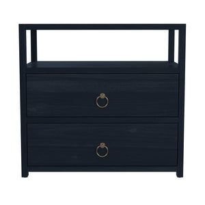Butler Specialty Lark 2 Drawer Wide Nightstand XRT Navy Blue Acacia Wood, MDF, Acacia Veneer 5670291-BUTLER