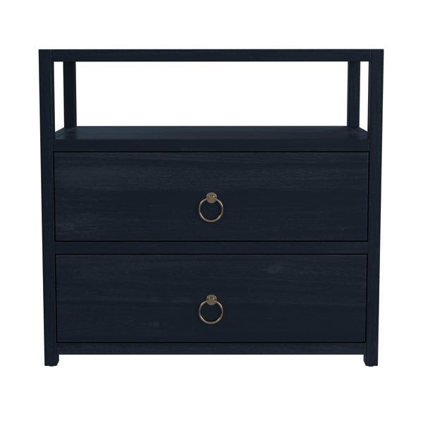 Butler Specialty Lark 2 Drawer Wide Nightstand XRT Navy Blue Acacia Wood, MDF, Acacia Veneer 5670291-BUTLER