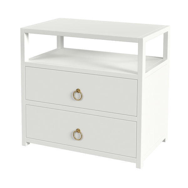 Butler Specialty Lark 2 Drawer Wide Nightstand XRT White Acacia Wood, MDF, Acacia Veneer 5670304-BUTLER