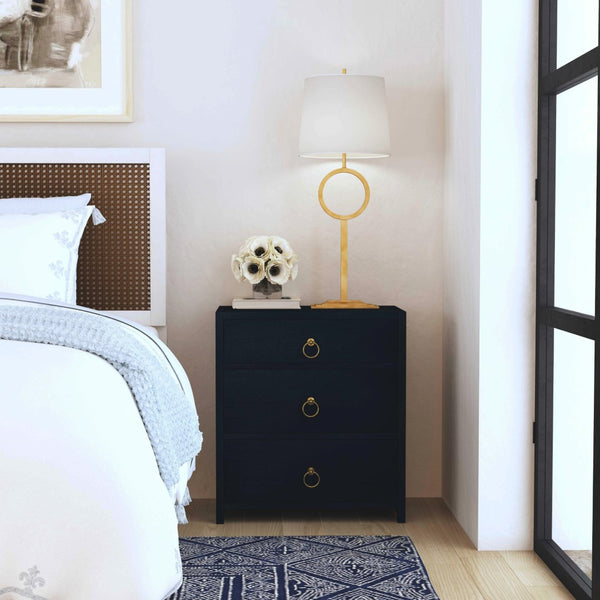 Butler Specialty Lark  3 Drawer Nightstand XRT Navy Blue Acacia Wood -MDF -Acacia Veneer 5671291-BUTLER