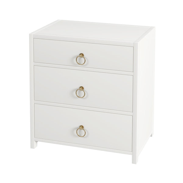 Butler Specialty Lark 3 Drawer Nightstand XRT White Acacia Wood -MDF -Acacia Veneer 5671304-BUTLER