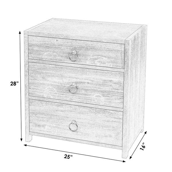 Butler Specialty Lark 3 Drawer Nightstand XRT White Acacia Wood -MDF -Acacia Veneer 5671304-BUTLER