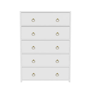 Butler Specialty Lark 5 Drawer Dresser XRT White Acacia Wood -MDF -Acacia Veneer 5672304-BUTLER