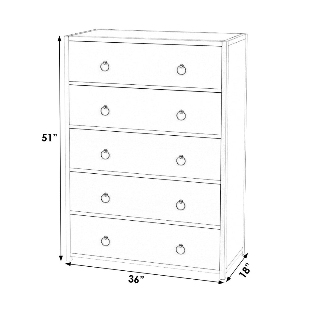Butler Specialty Lark 5 Drawer Dresser XRT White Acacia Wood -MDF -Acacia Veneer 5672304-BUTLER