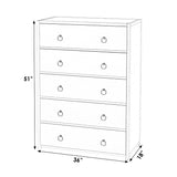 Butler Specialty Lark 5 Drawer Dresser XRT White Acacia Wood -MDF -Acacia Veneer 5672304-BUTLER