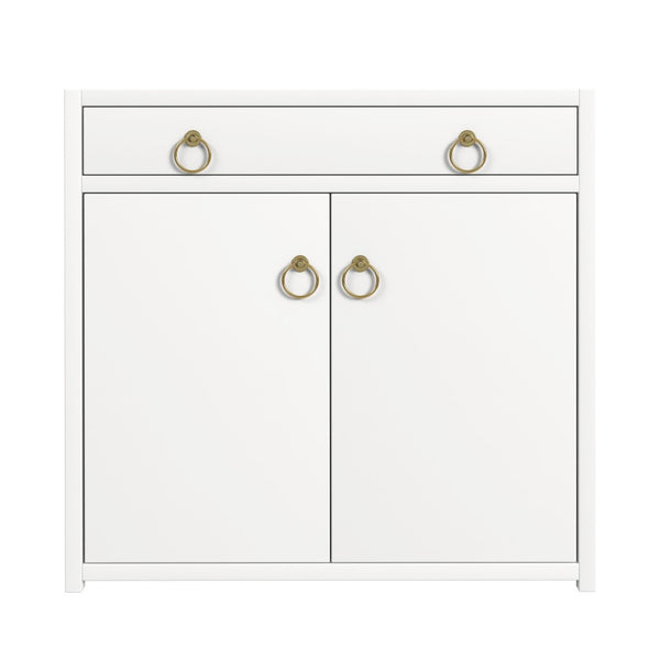 Butler Specialty Lark 2 Door Cabinet with Storage XRT White Acacia Wood -MDF -Acacia Veneer 5673304-BUTLER